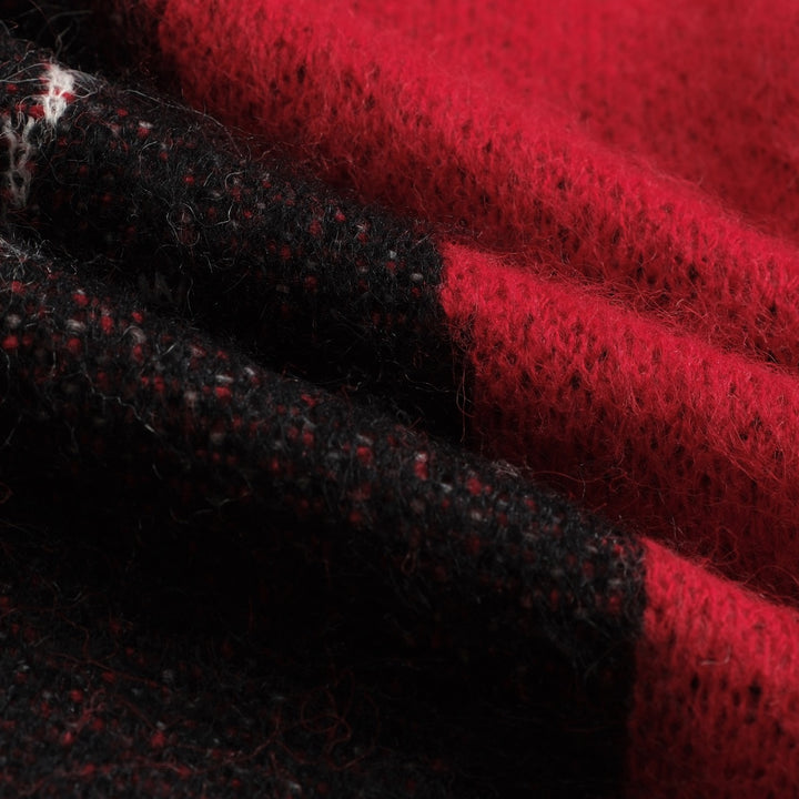 Malhas jacquard femininas com flor de gato vermelho