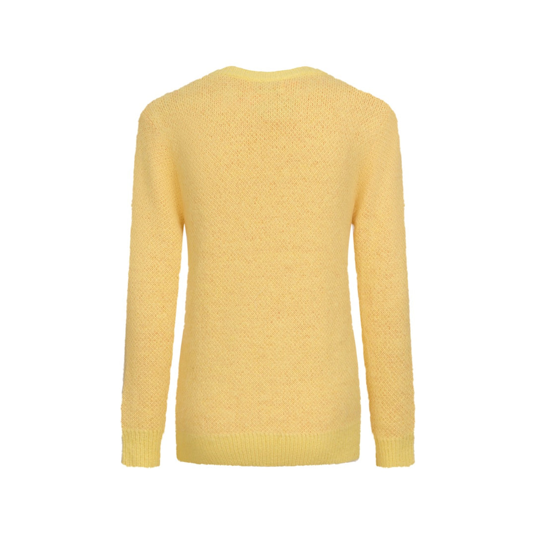 Women's yellow vintage flower plush knitwear