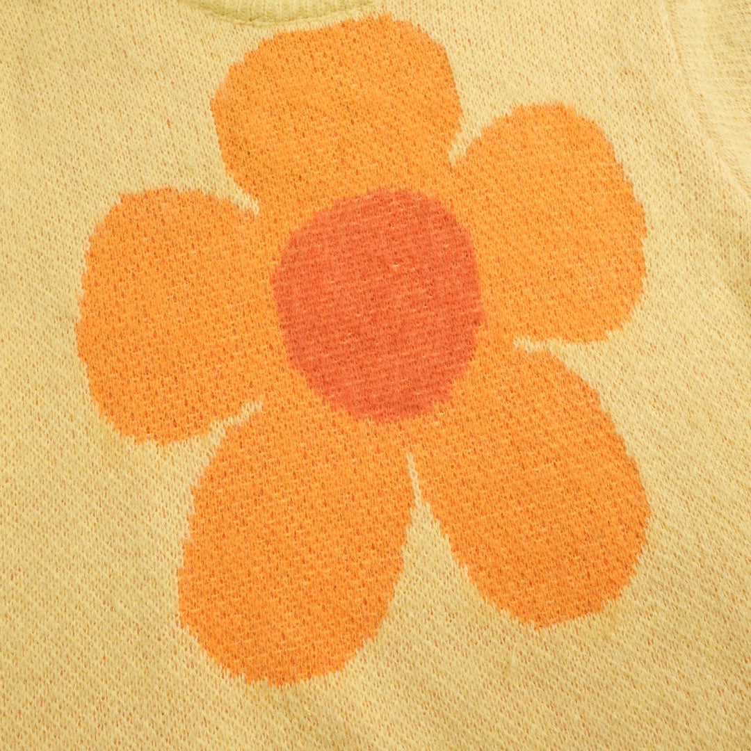 Women's yellow vintage flower plush knitwear