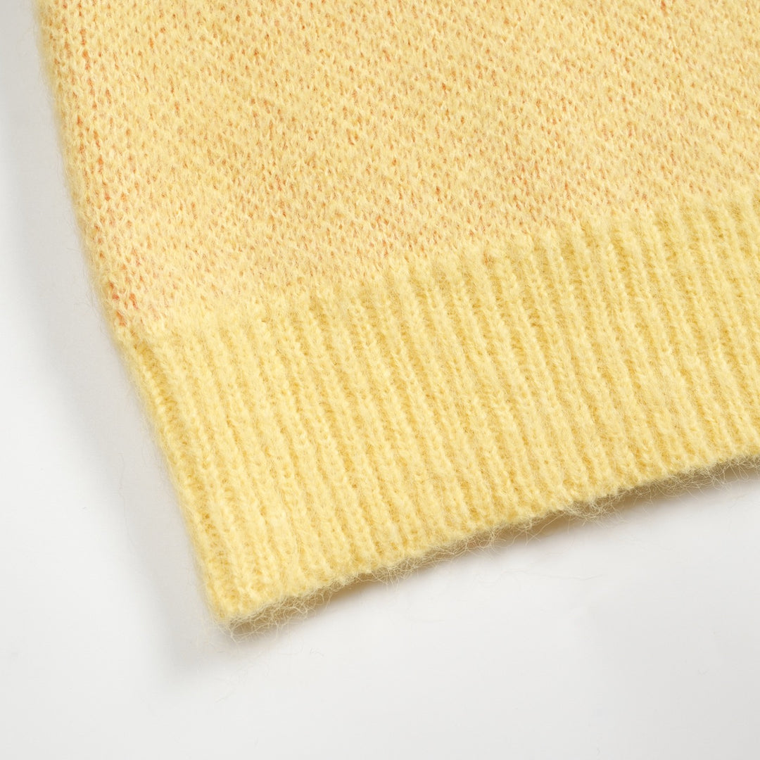 Women's yellow vintage flower plush knitwear