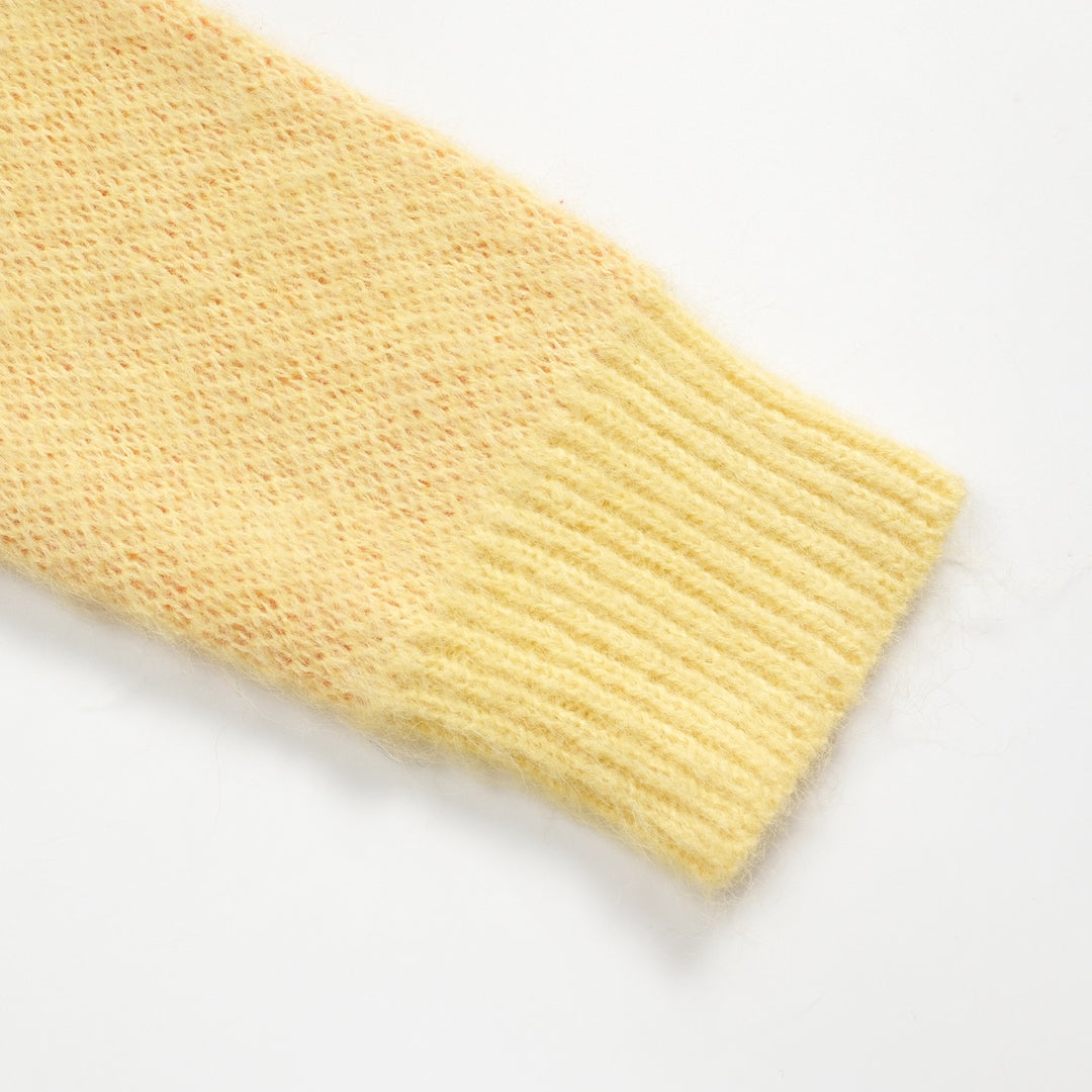 Women's yellow vintage flower plush knitwear