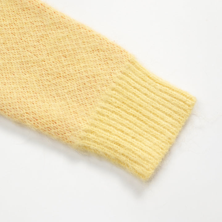 Women's yellow vintage flower plush knitwear