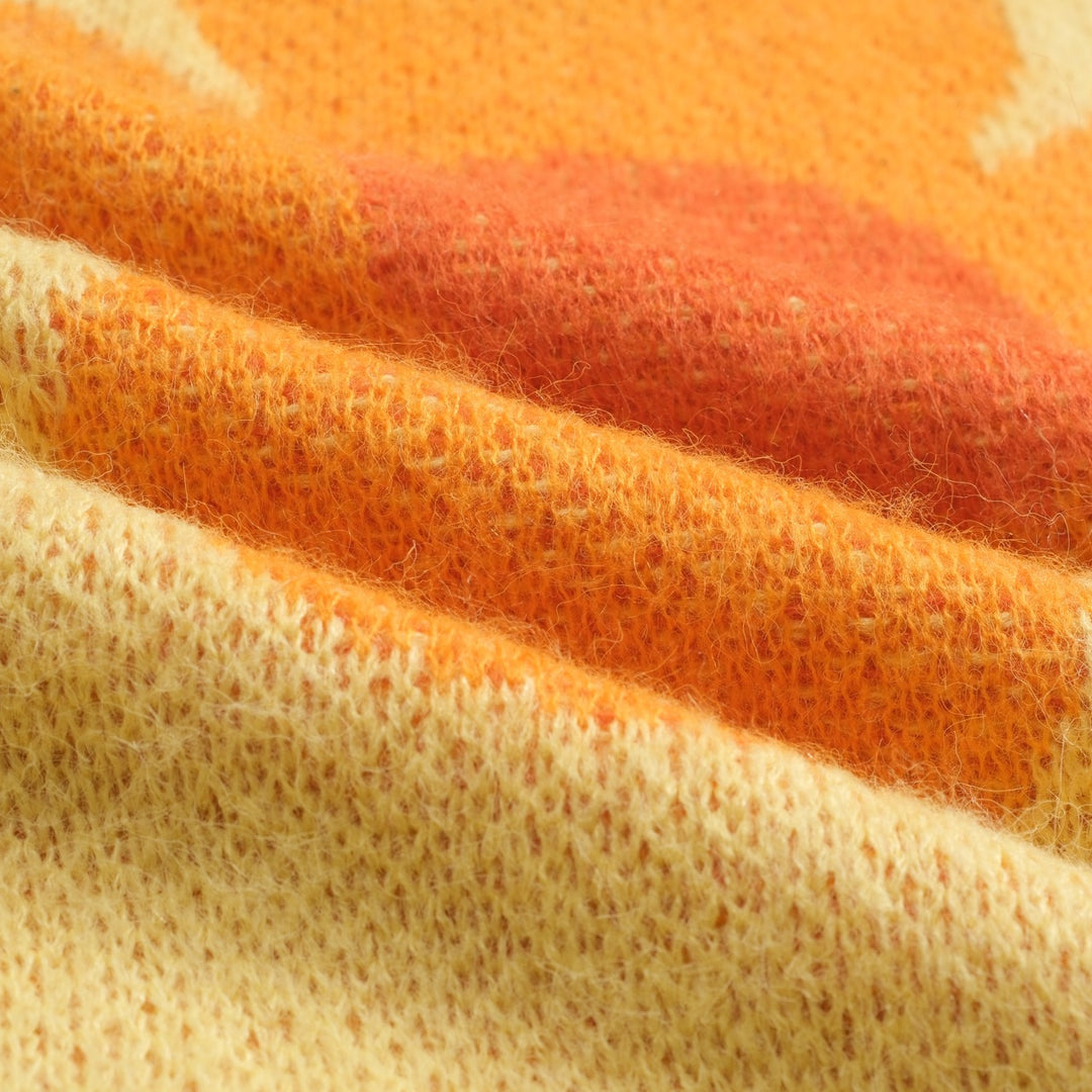 Women's yellow vintage flower plush knitwear