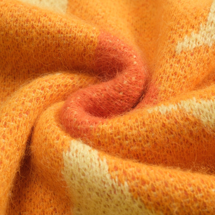 Women's yellow vintage flower plush knitwear