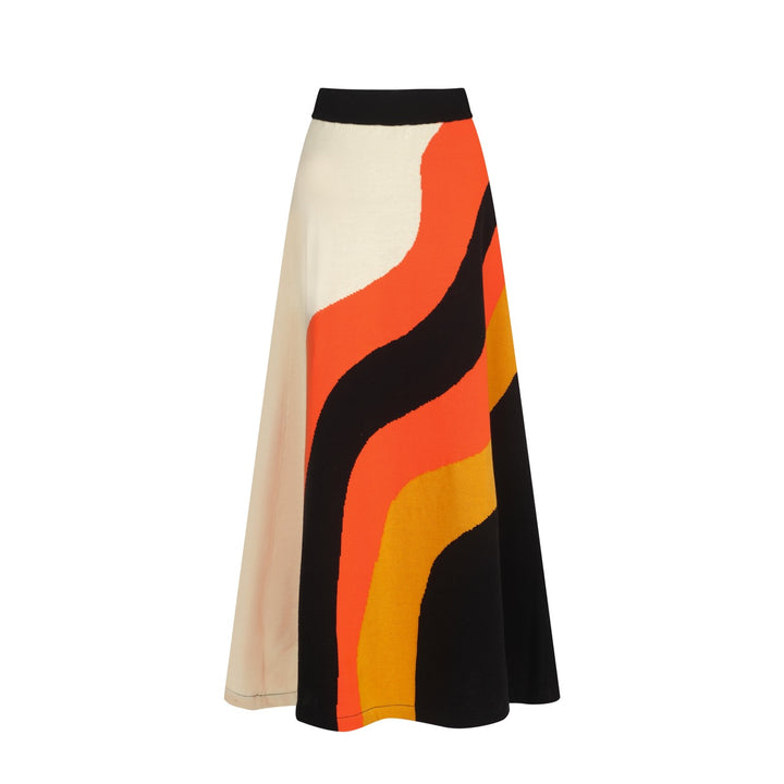 Women's black vintage striped knitted skirt