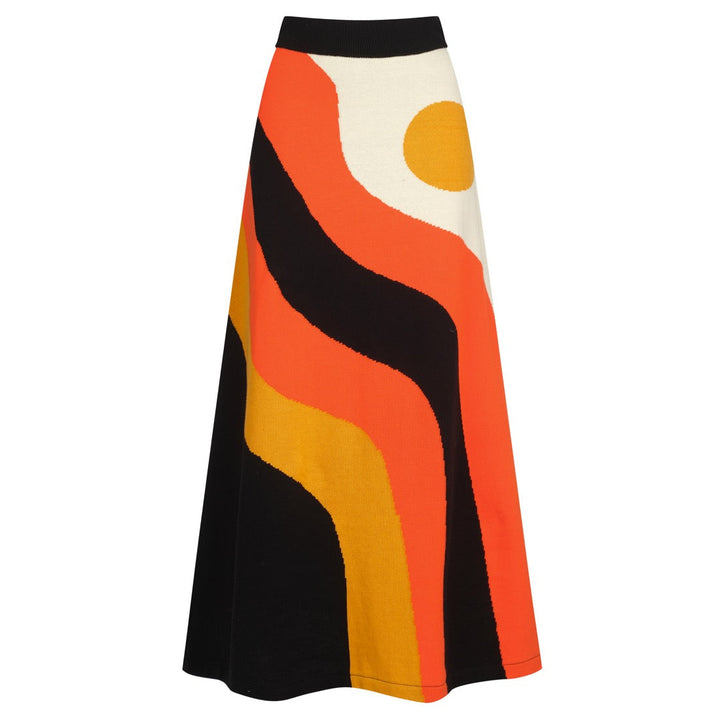 Women's black vintage striped knitted skirt