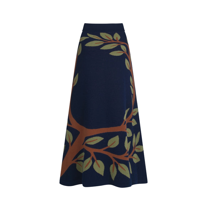 Women's navy vintage squirrel knit skirt