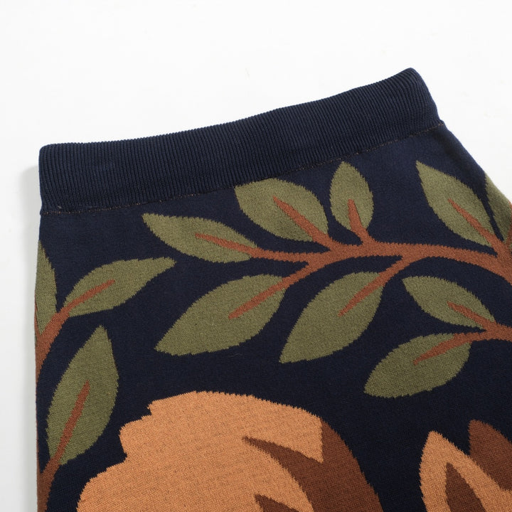 Women's navy vintage squirrel knit skirt