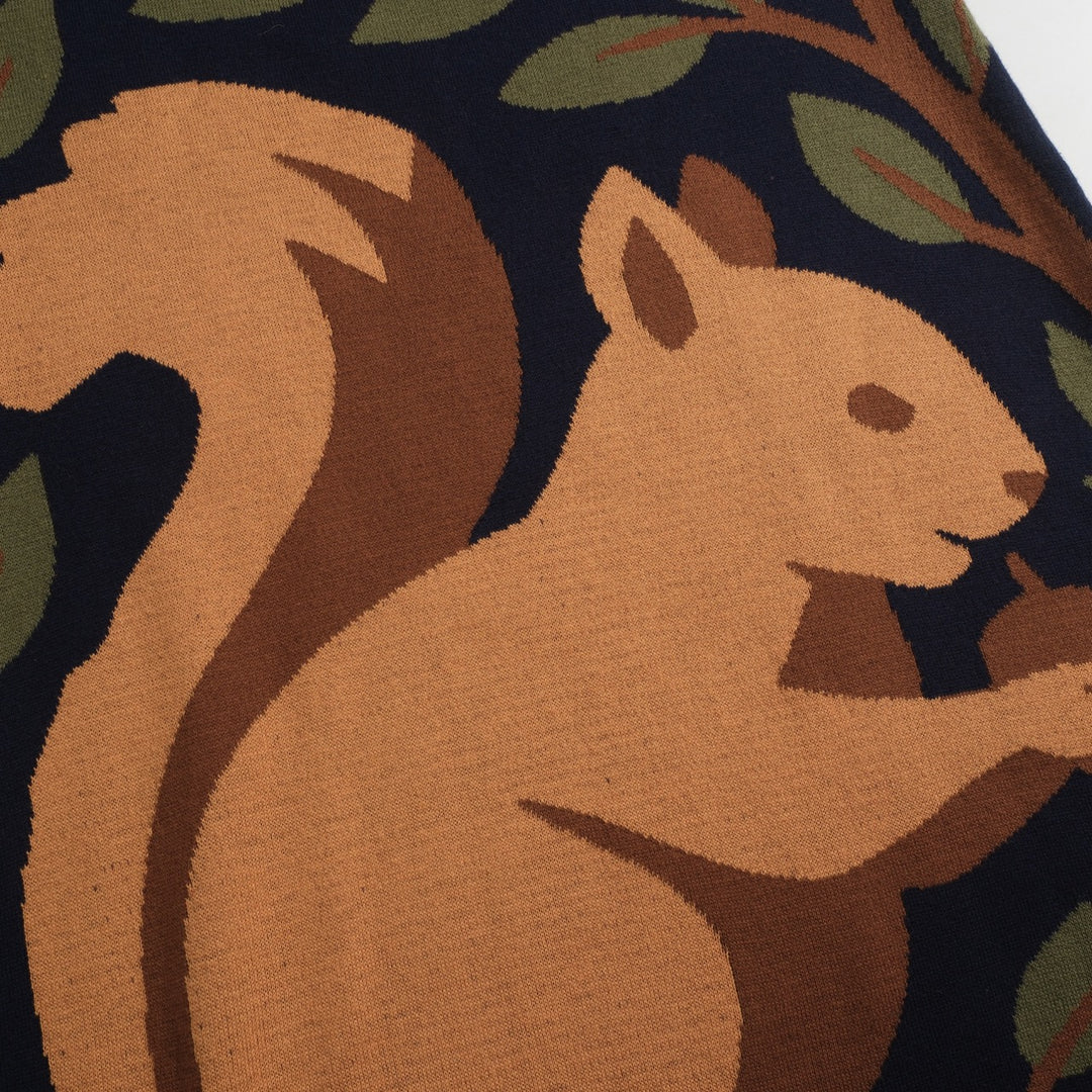 Women's navy vintage squirrel knit skirt