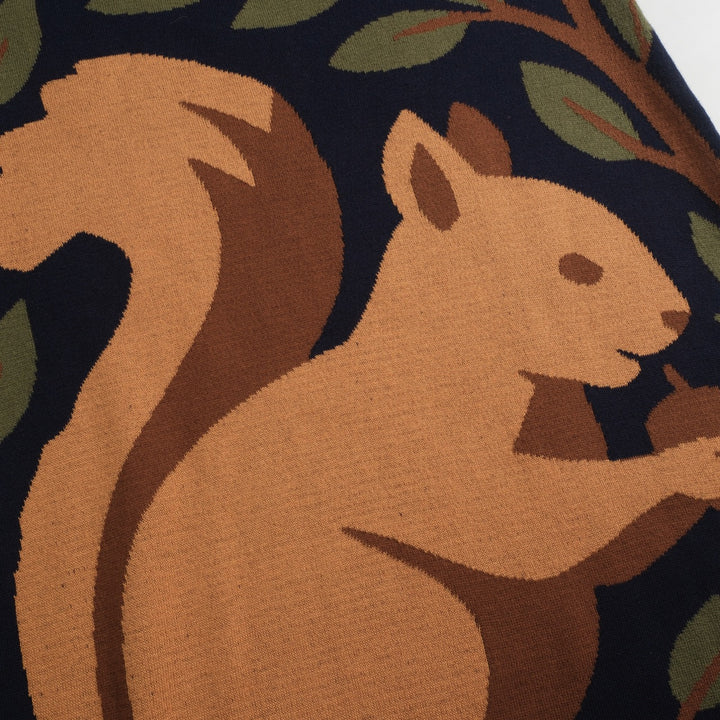 Women's navy vintage squirrel knit skirt