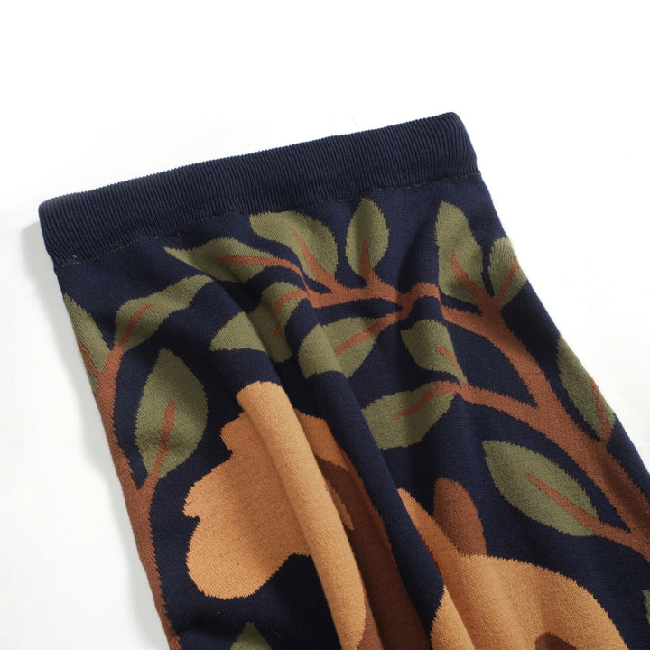 Women's navy vintage squirrel knit skirt