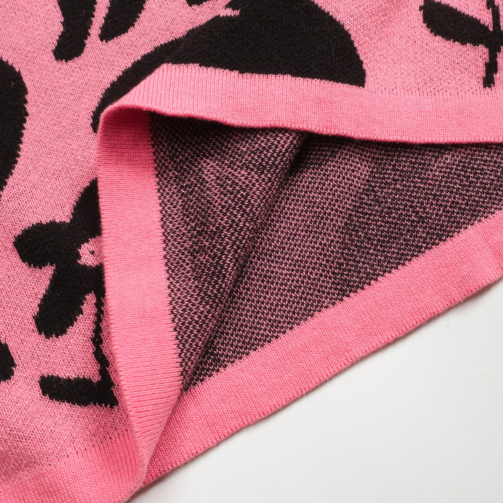 Gonna da donna in maglia rosa con fantasia gatto retrò