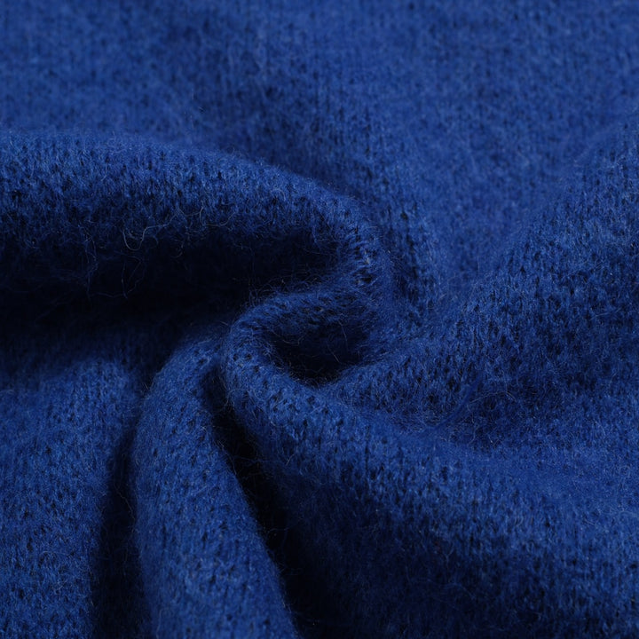 Men's blue vintage dog jacquard plush knitwear