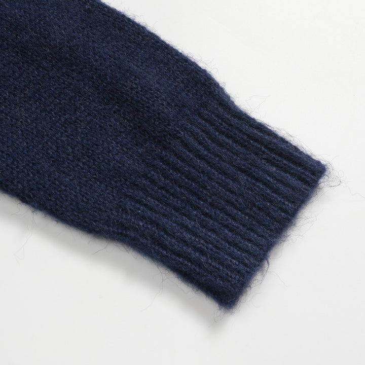Men's dark blue vintage spotted dog jacquard wool knitwear
