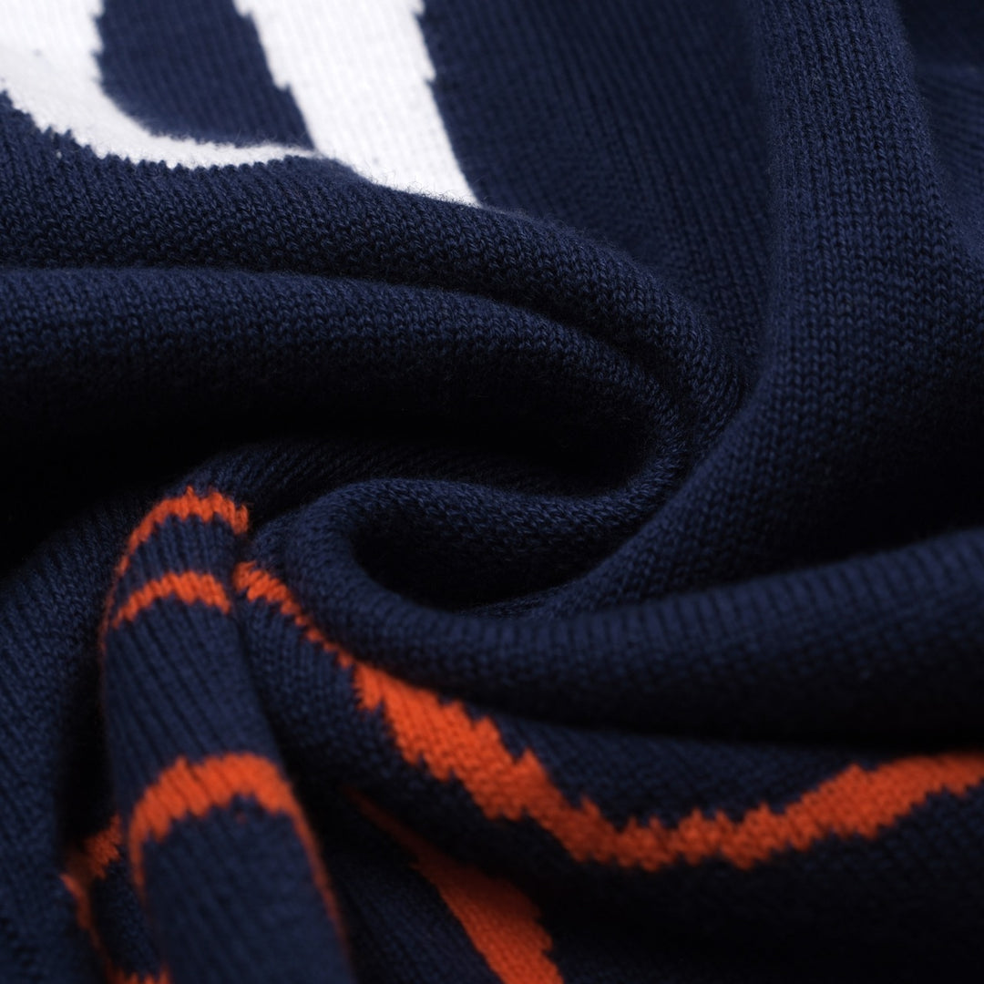 Men's dark blue dachshon vintage casual knit cardigan