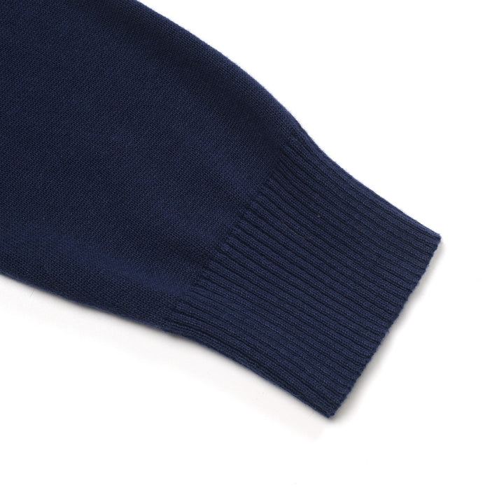 Men's dark blue dachshon vintage casual knit cardigan