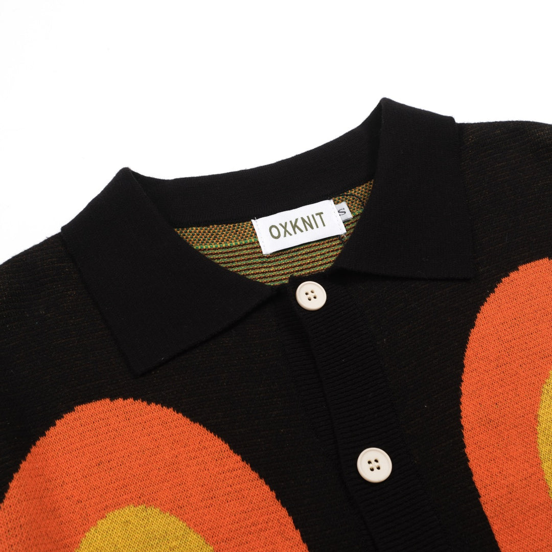 Men's black geometric vintage knit cardigan