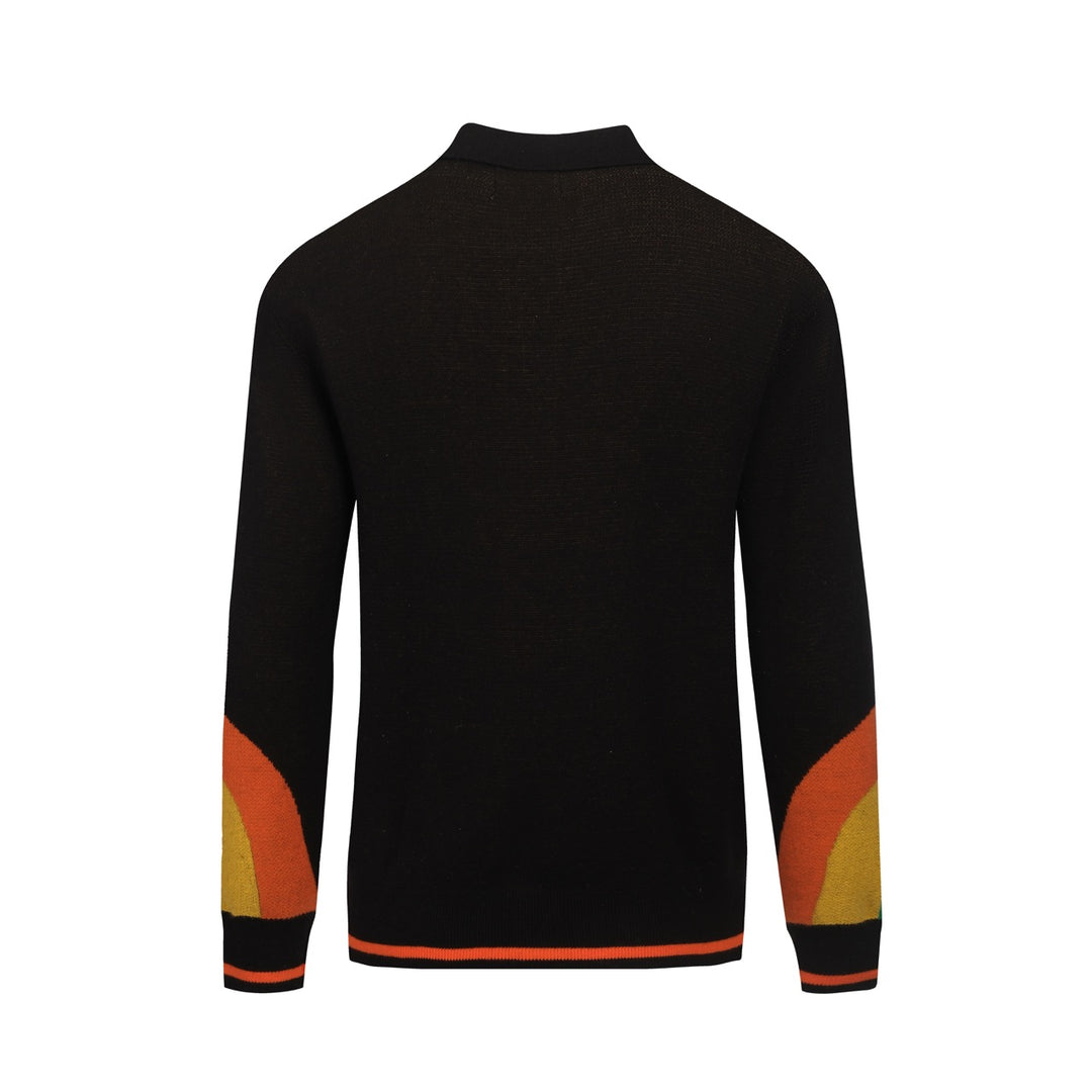 Men's black geometric vintage knit cardigan