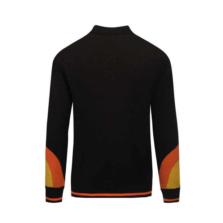 Men's black geometric vintage knit cardigan