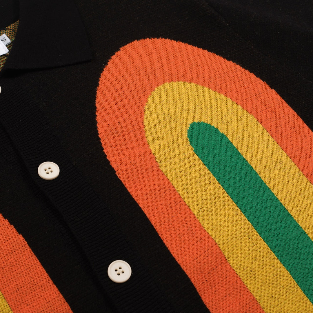 Men's black geometric vintage knit cardigan