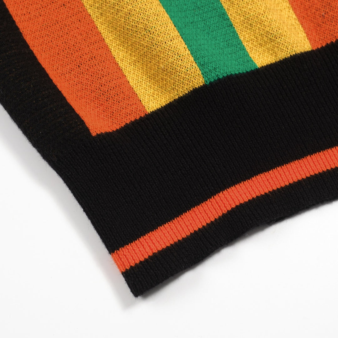 Men's black geometric vintage knit cardigan