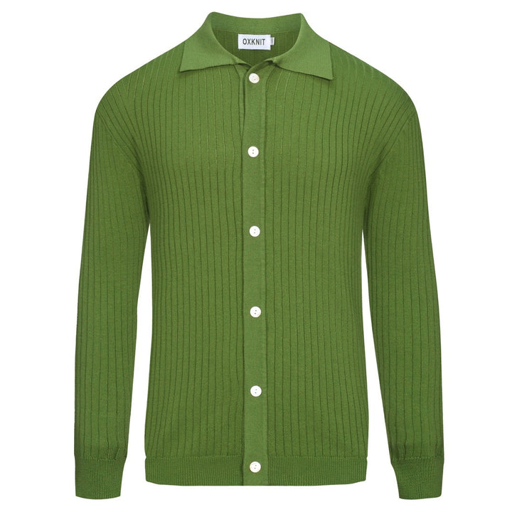 Men's green pit bar vintage knitted cardigan