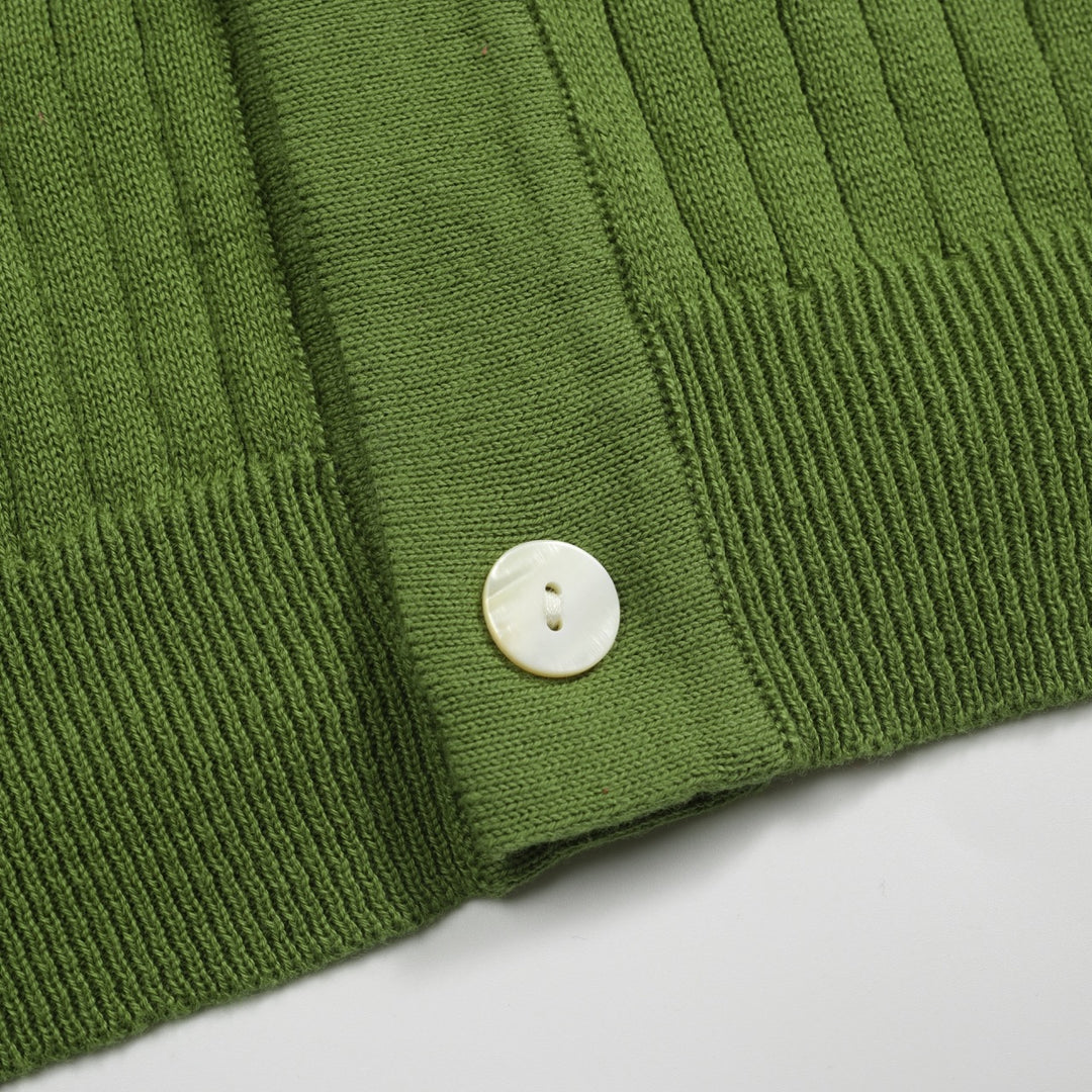 Men's green pit bar vintage knitted cardigan