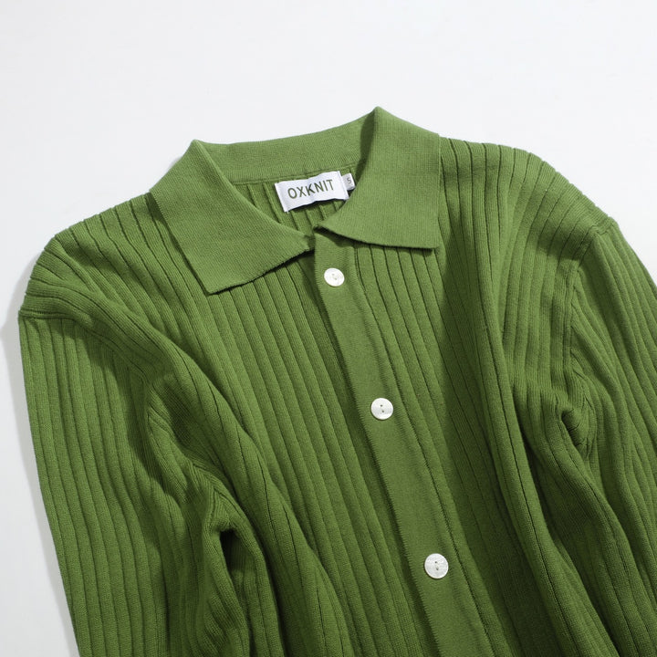 Men's green pit bar vintage knitted cardigan