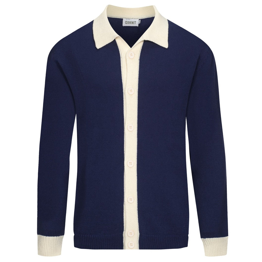 Men's navy blue vintage collegiate cardigan
