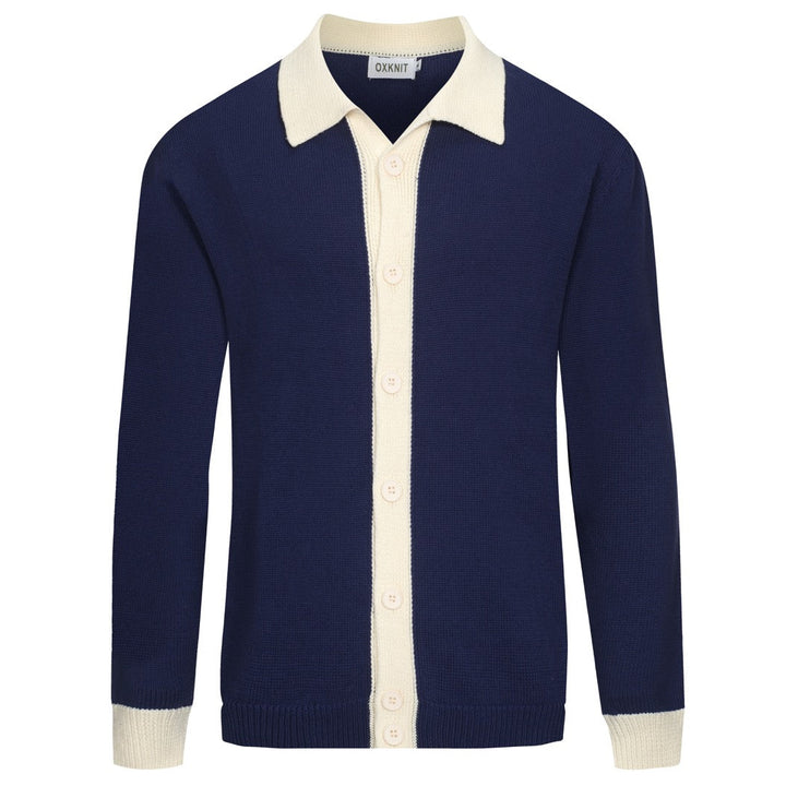 Men's navy blue vintage collegiate cardigan