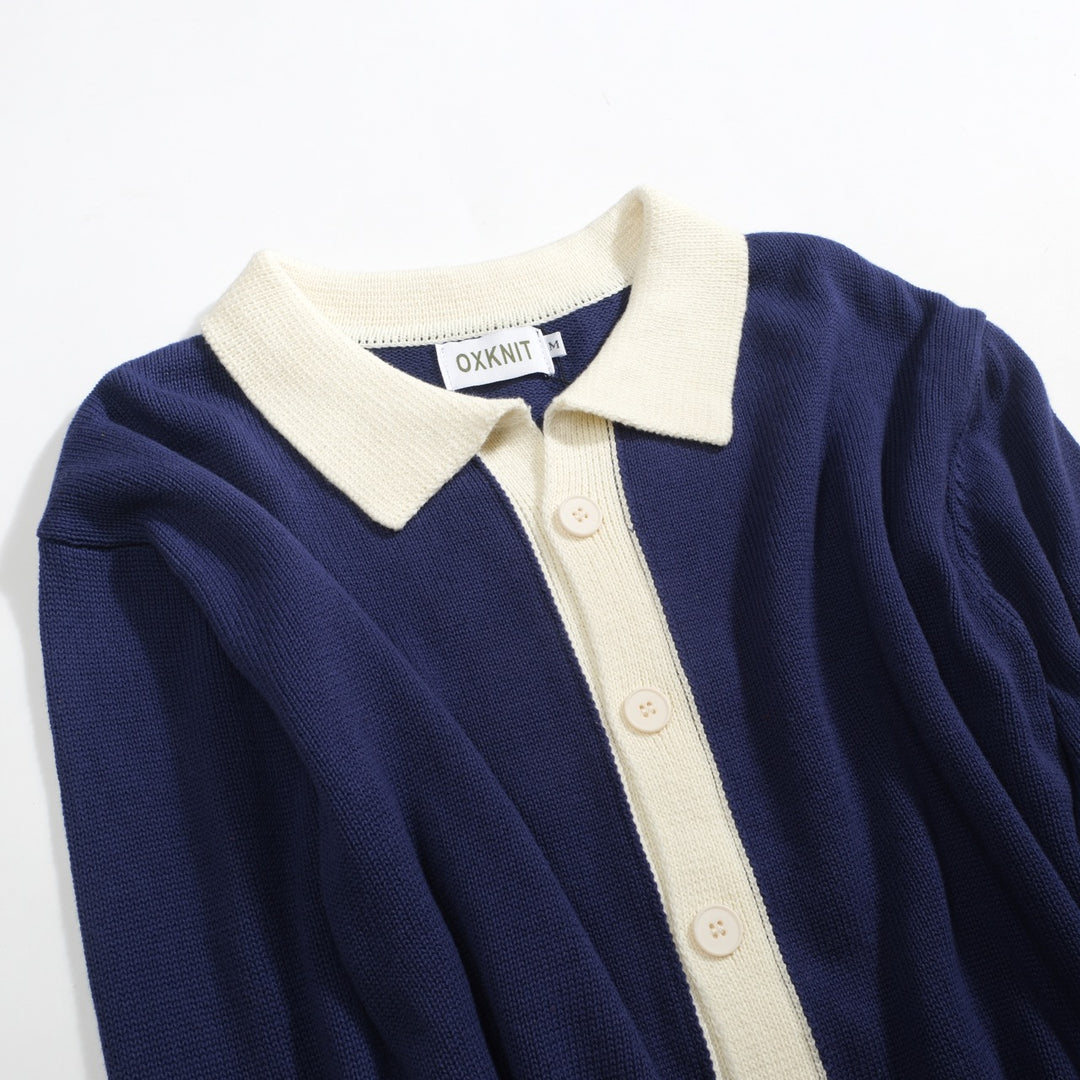 Men's navy blue vintage collegiate cardigan