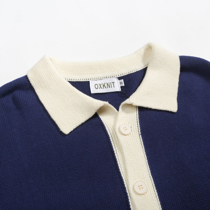 Men's navy blue vintage collegiate cardigan
