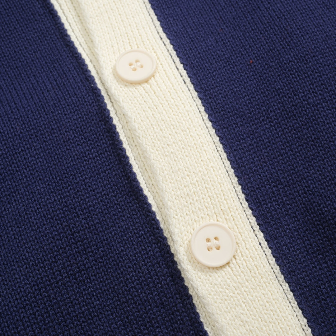 Men's navy blue vintage collegiate cardigan