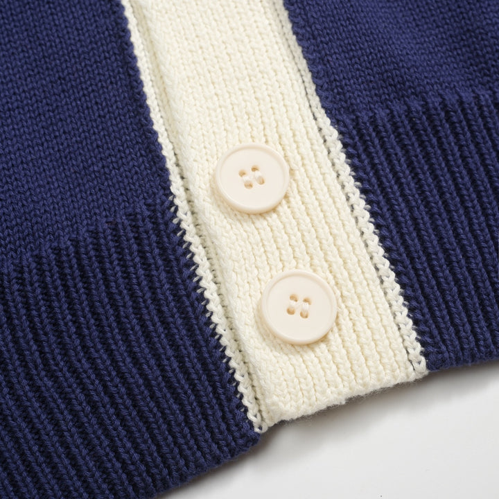 Men's navy blue vintage collegiate cardigan