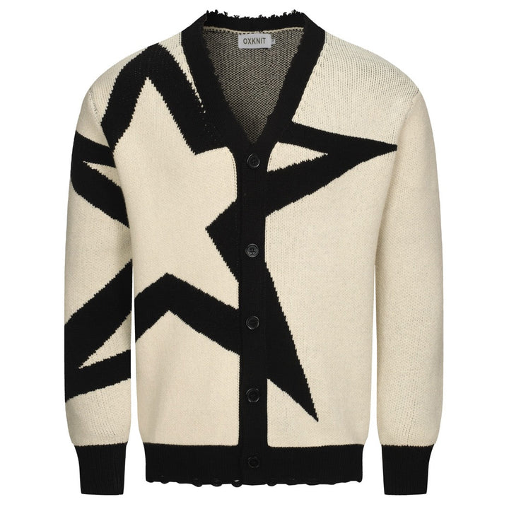 Ανδρικό μπουφάν πουλόβερ από πλεκτό βερίκοκο αστέρι ζακάρ