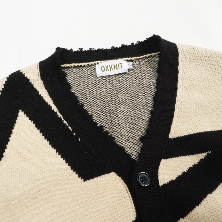 Ανδρικό μπουφάν πουλόβερ από πλεκτό βερίκοκο αστέρι ζακάρ