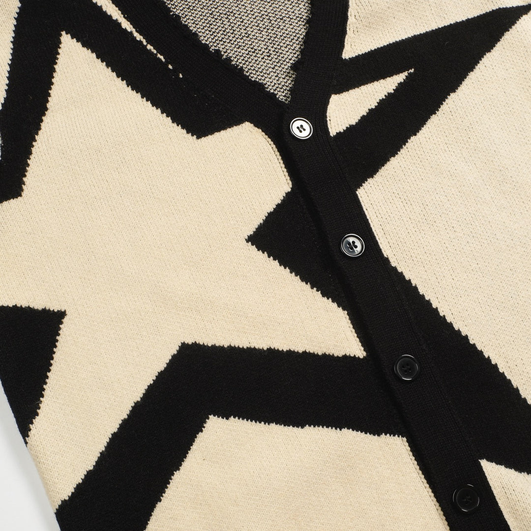 Ανδρικό μπουφάν πουλόβερ από πλεκτό βερίκοκο αστέρι ζακάρ