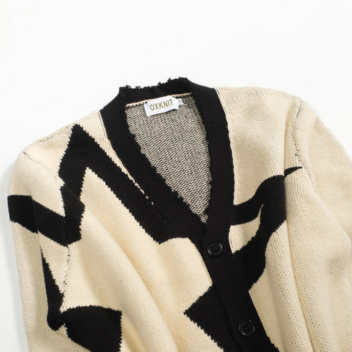 Ανδρικό μπουφάν πουλόβερ από πλεκτό βερίκοκο αστέρι ζακάρ