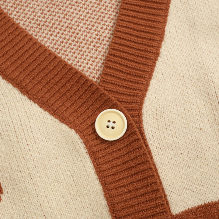 Men's khaki cactus striped jacquard sweater coat