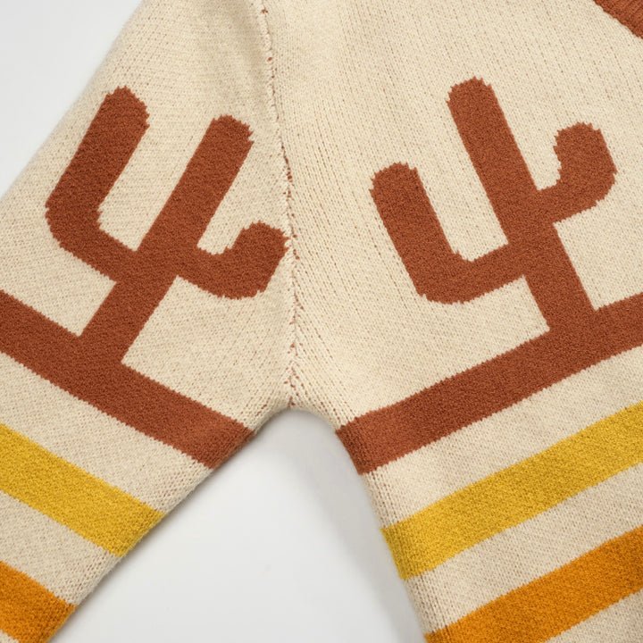 Men's khaki cactus striped jacquard sweater coat