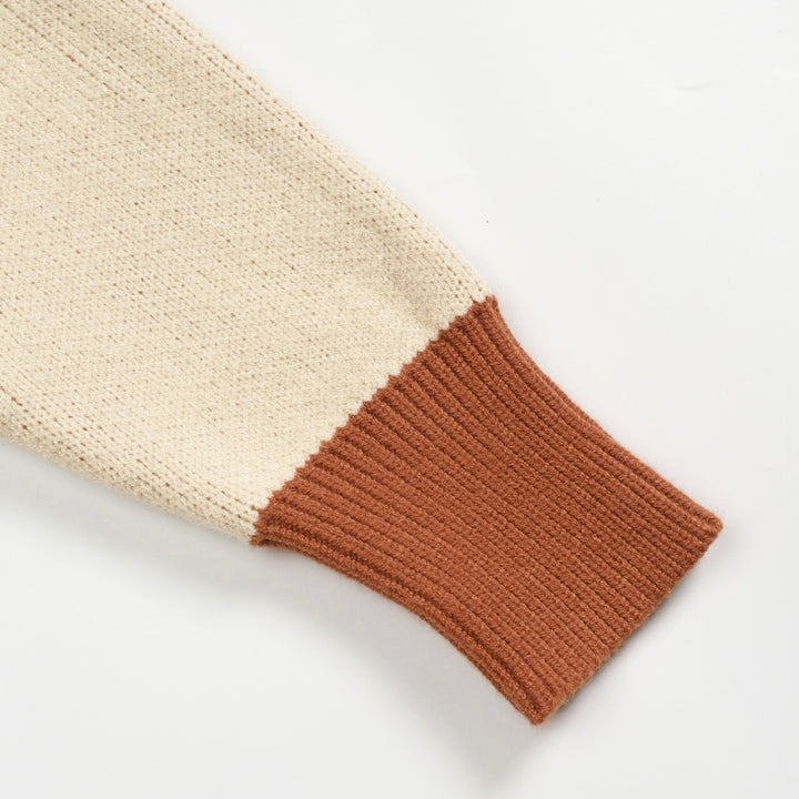 Men's khaki cactus striped jacquard sweater coat