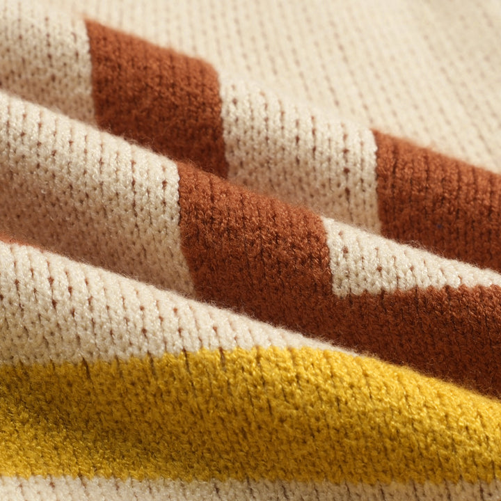 Men's khaki cactus striped jacquard sweater coat