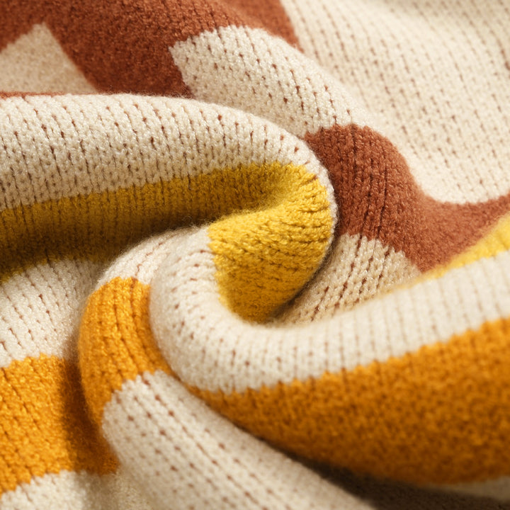 Men's khaki cactus striped jacquard sweater coat