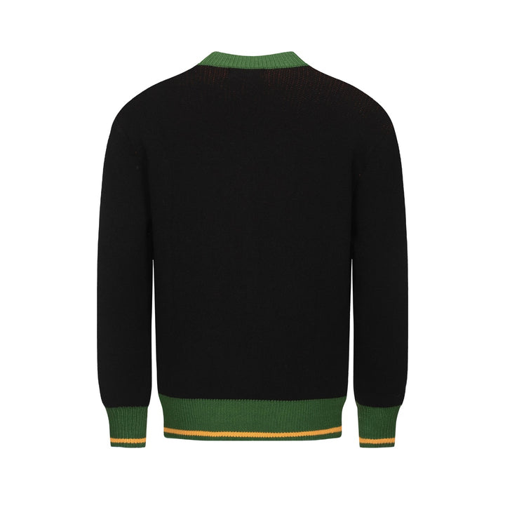 Men's black art graphic jacquard sweater coat