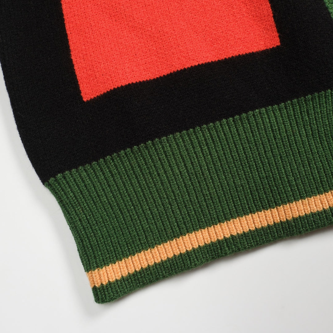 Men's black art graphic jacquard sweater coat