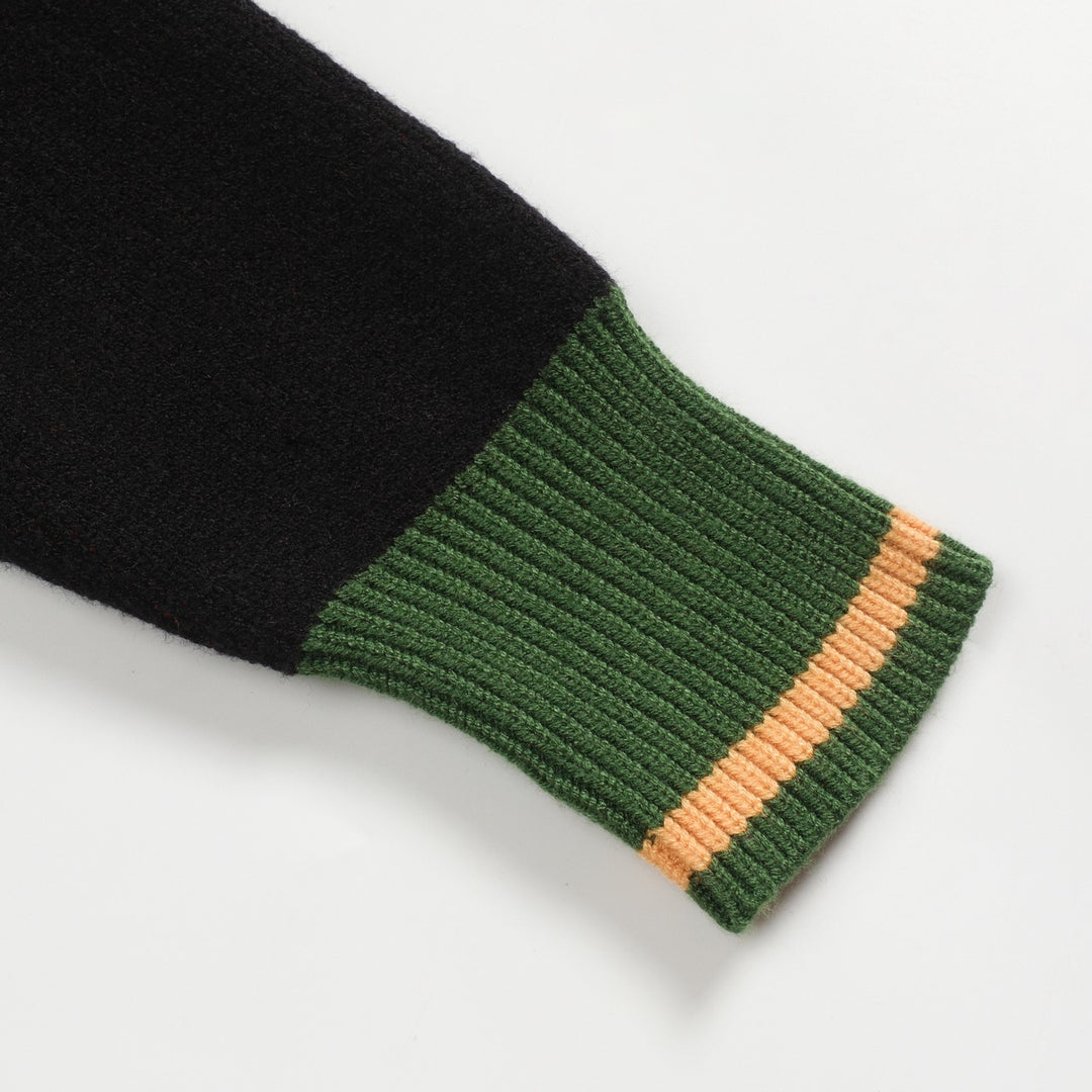 Men's black art graphic jacquard sweater coat