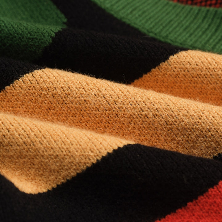 Men's black art graphic jacquard sweater coat