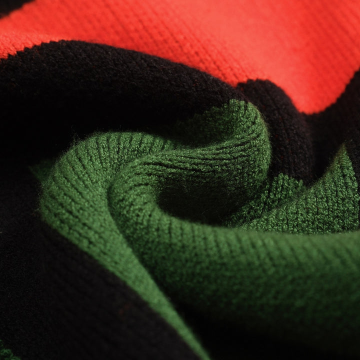 Men's black art graphic jacquard sweater coat