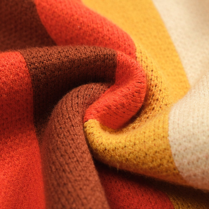 Men's multicolor striped jacquard sweater coat