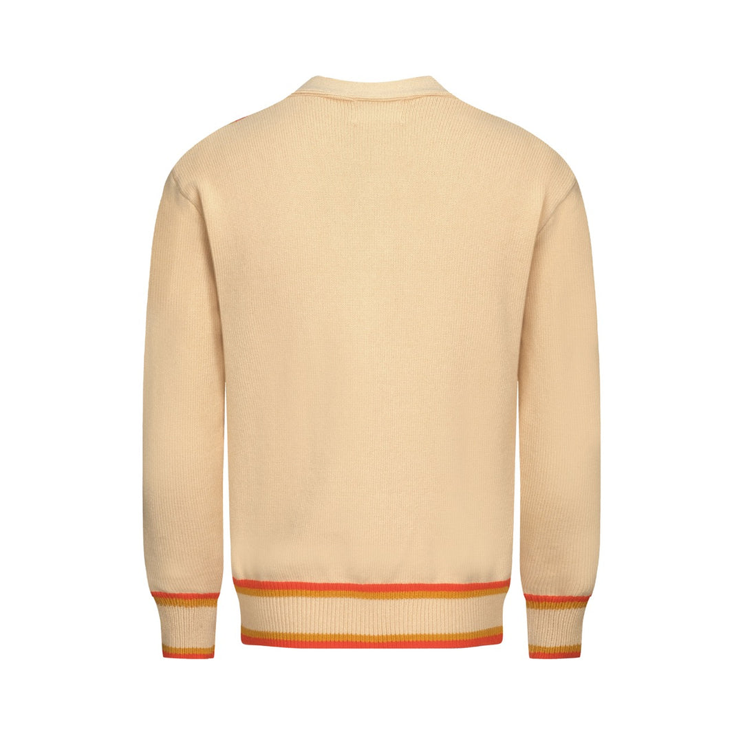 Men's multicolor striped jacquard sweater coat